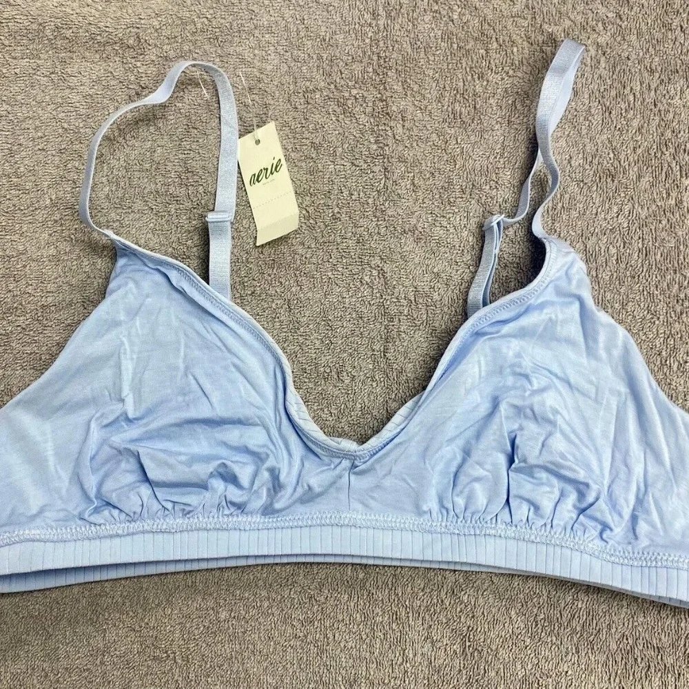 NWT Aerie Modal Ribbed Triangle Bralette - Eyelet Blue - M - Picture 5 of 6